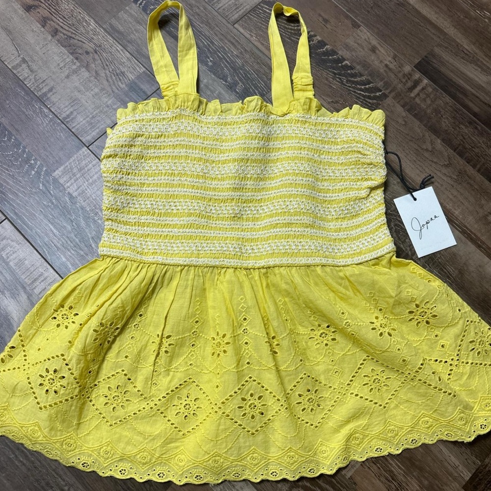 Yellow Sleeveless top with Eyelet Details